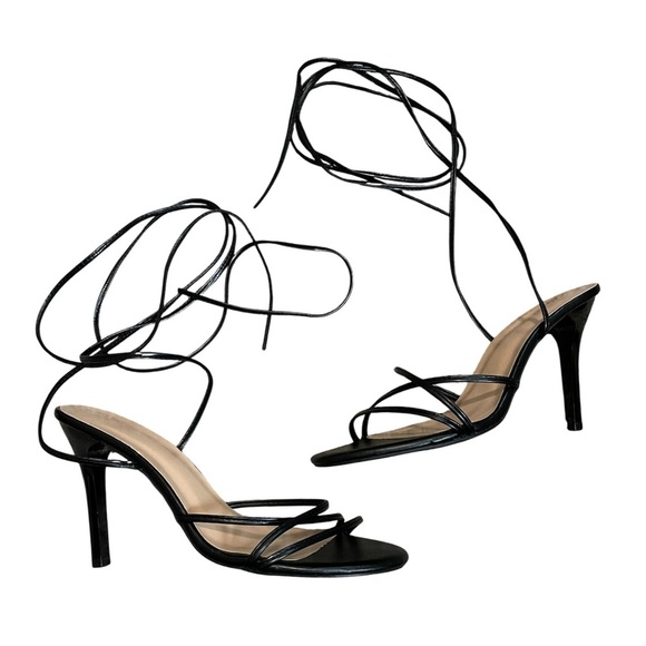 Women’s Black Strappy Lace-Up Heels | Sz 9 - Picture 2 of 7